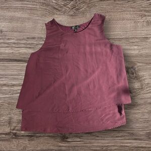 DG2 by Diane Gilman Women’s Sleeveless Layered Sheer Tank‎ Top in Plum